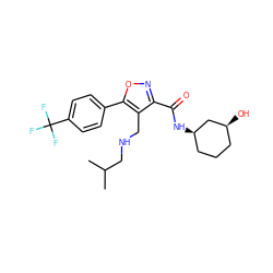 CC(C)CNCc1c(C(=O)N[C@@H]2CCC[C@H](O)C2)noc1-c1ccc(C(F)(F)F)cc1 ZINC000071318992