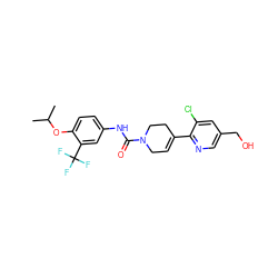 CC(C)Oc1ccc(NC(=O)N2CC=C(c3ncc(CO)cc3Cl)CC2)cc1C(F)(F)F ZINC000141059007
