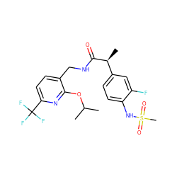 CC(C)Oc1nc(C(F)(F)F)ccc1CNC(=O)[C@@H](C)c1ccc(NS(C)(=O)=O)c(F)c1 ZINC000060326827