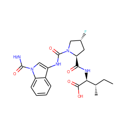 CC[C@H](C)[C@H](NC(=O)[C@@H]1C[C@@H](F)CN1C(=O)Nc1cn(C(N)=O)c2ccccc12)C(=O)O ZINC000148157739