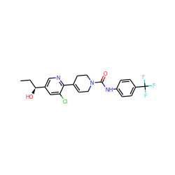 CC[C@H](O)c1cnc(C2=CCN(C(=O)Nc3ccc(C(F)(F)F)cc3)CC2)c(Cl)c1 ZINC000141048895