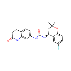 CC1(C)C[C@H](NC(=O)Nc2ccc3c(c2)NC(=O)CC3)c2cc(F)ccc2O1 ZINC000143372687
