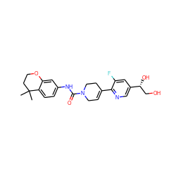 CC1(C)CCOc2cc(NC(=O)N3CC=C(c4ncc([C@H](O)CO)cc4F)CC3)ccc21 ZINC000141065986
