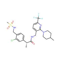 CC1CCN(c2nc(C(F)(F)F)ccc2CNC(=O)[C@H](C)c2ccc(CNS(C)(=O)=O)c(Cl)c2)CC1 ZINC000169703319