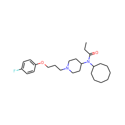 CCC(=O)N(C1CCCCCCC1)C1CCN(CCCOc2ccc(F)cc2)CC1 ZINC000003993836