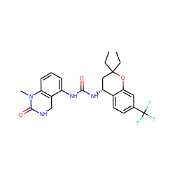 CCC1(CC)C[C@@H](NC(=O)Nc2cccc3c2CNC(=O)N3C)c2ccc(C(F)(F)F)cc2O1 ZINC000144305127