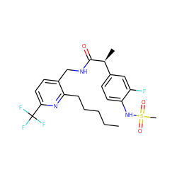 CCCCCc1nc(C(F)(F)F)ccc1CNC(=O)[C@@H](C)c1ccc(NS(C)(=O)=O)c(F)c1 ZINC000060327133