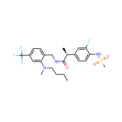 CCCCN(C)c1cc(C(F)(F)F)ccc1CNC(=O)[C@@H](C)c1ccc(NS(C)(=O)=O)c(F)c1 ZINC000473153371