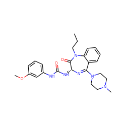 CCCN1C(=O)[C@@H](NC(=O)Nc2cccc(OC)c2)N=C(N2CCN(C)CC2)c2ccccc21 ZINC000026818133