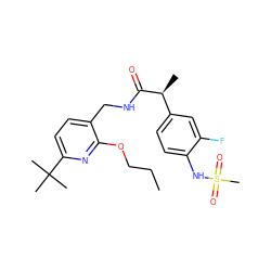 CCCOc1nc(C(C)(C)C)ccc1CNC(=O)[C@@H](C)c1ccc(NS(C)(=O)=O)c(F)c1 ZINC000146540771