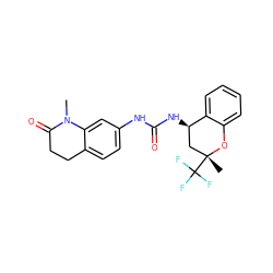 CN1C(=O)CCc2ccc(NC(=O)N[C@@H]3C[C@@](C)(C(F)(F)F)Oc4ccccc43)cc21 ZINC000143452624