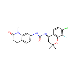 CN1C(=O)CCc2ccc(NC(=O)N[C@@H]3CC(C)(C)Oc4c3ccc(Cl)c4F)cc21 ZINC000143402755