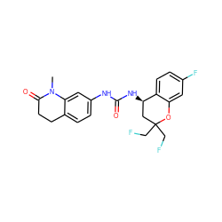 CN1C(=O)CCc2ccc(NC(=O)N[C@@H]3CC(CF)(CF)Oc4cc(F)ccc43)cc21 ZINC000143393206