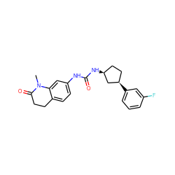 CN1C(=O)CCc2ccc(NC(=O)N[C@H]3CC[C@@H](c4cccc(F)c4)C3)cc21 ZINC000169704968