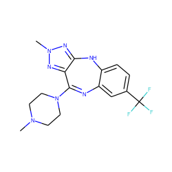 CN1CCN(C2=Nc3cc(C(F)(F)F)ccc3Nc3nn(C)nc32)CC1 ZINC000026404971