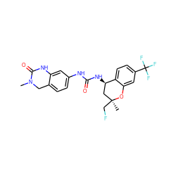 CN1Cc2ccc(NC(=O)N[C@@H]3C[C@](C)(CF)Oc4cc(C(F)(F)F)ccc43)cc2NC1=O ZINC000144335919
