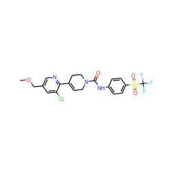 COCc1cnc(C2=CCN(C(=O)Nc3ccc(S(=O)(=O)C(F)(F)F)cc3)CC2)c(Cl)c1 ZINC000141062169