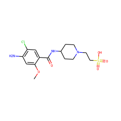COc1cc(N)c(Cl)cc1C(=O)NC1CCN(CCS(=O)(=O)O)CC1 ZINC000043071215