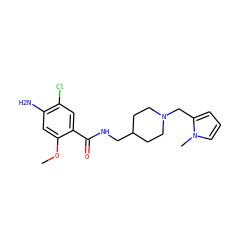 COc1cc(N)c(Cl)cc1C(=O)NCC1CCN(Cc2cccn2C)CC1 ZINC000114465121