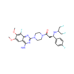 COc1cc2c(N)nc(N3CCN(C(=O)C[C@@H](NC(CF)CF)c4ccc(F)cc4)CC3)nc2c(F)c1OC ZINC000210873924