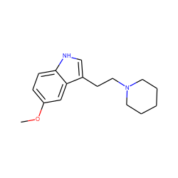 COc1ccc2[nH]cc(CCN3CCCCC3)c2c1 ZINC000013737391
