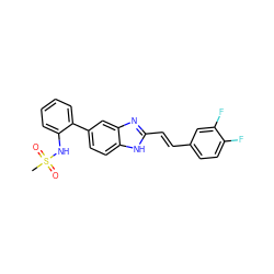 CS(=O)(=O)Nc1ccccc1-c1ccc2[nH]c(/C=C/c3ccc(F)c(F)c3)nc2c1 ZINC000117143276