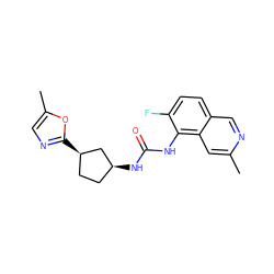 Cc1cc2c(NC(=O)N[C@H]3CC[C@@H](c4ncc(C)o4)C3)c(F)ccc2cn1 ZINC000169704981