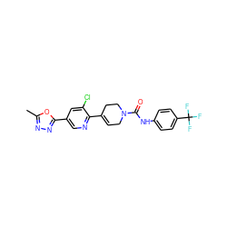 Cc1nnc(-c2cnc(C3=CCN(C(=O)Nc4ccc(C(F)(F)F)cc4)CC3)c(Cl)c2)o1 ZINC000205066481