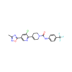 Cc1noc(-c2cnc(C3=CCN(C(=O)Nc4ccc(C(F)(F)F)cc4)CC3)c(Cl)c2)n1 ZINC000205065927