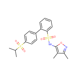 Cc1noc(NS(=O)(=O)c2ccccc2-c2ccc(S(=O)(=O)C(C)C)cc2)c1C ZINC000013782427