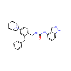Cn1ncc2c(NC(=O)NCc3ccc(N4[C@H]5CCC[C@@H]4CC5)cc3Cc3ccccc3)cccc21 ZINC000014973598