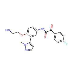 Cn1nccc1-c1cc(NC(=O)C(=O)c2ccc(F)cc2)ccc1OCCN ZINC000114774996