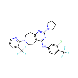 FC(F)(F)c1ccc(Nc2nc(N3CCCC3)nc3c2CCN(c2ncccc2C(F)(F)F)CC3)cc1Cl ZINC000137678998