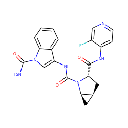 NC(=O)n1cc(NC(=O)N2[C@H](C(=O)Nc3ccncc3F)C[C@H]3C[C@H]32)c2ccccc21 ZINC000143844642