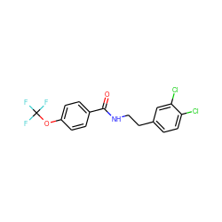 O=C(NCCc1ccc(Cl)c(Cl)c1)c1ccc(OC(F)(F)F)cc1 ZINC000029040598