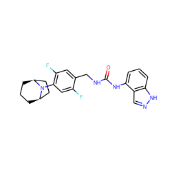 O=C(NCc1cc(F)c(N2[C@H]3CCC[C@@H]2CC3)cc1F)Nc1cccc2[nH]ncc12 ZINC000014973559