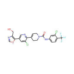 O=C(Nc1ccc(C(F)(F)F)c(Cl)c1)N1CC=C(c2ncc(-c3ocnc3CO)cc2Cl)CC1 ZINC000205057056