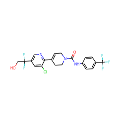 O=C(Nc1ccc(C(F)(F)F)cc1)N1CC=C(c2ncc(C(F)(F)CO)cc2Cl)CC1 ZINC000145373071