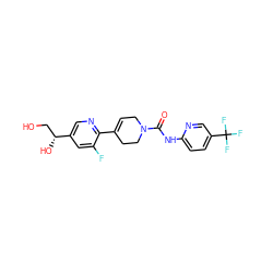 O=C(Nc1ccc(C(F)(F)F)cn1)N1CC=C(c2ncc([C@H](O)CO)cc2F)CC1 ZINC000141055180