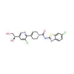 O=C(Nc1nc2ccc(Cl)cc2s1)N1CC=C(c2ncc([C@@H](O)CO)cc2Cl)CC1 ZINC000141064880