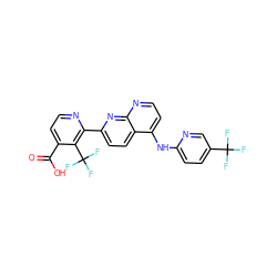 O=C(O)c1ccnc(-c2ccc3c(Nc4ccc(C(F)(F)F)cn4)ccnc3n2)c1C(F)(F)F ZINC000058631269
