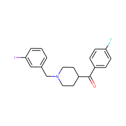 O=C(c1ccc(F)cc1)C1CCN(Cc2cccc(I)c2)CC1 ZINC000013473844