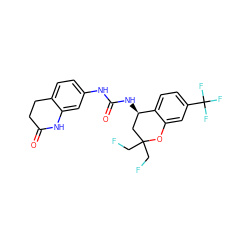 O=C1CCc2ccc(NC(=O)N[C@@H]3CC(CF)(CF)Oc4cc(C(F)(F)F)ccc43)cc2N1 ZINC000143444951