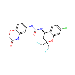 O=C1COc2ccc(NC(=O)N[C@@H]3CC(CF)(CF)Oc4cc(Cl)ccc43)cc2N1 ZINC000143411744