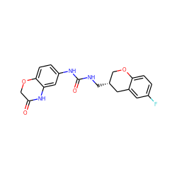 O=C1COc2ccc(NC(=O)NC[C@@H]3COc4ccc(F)cc4C3)cc2N1 ZINC000143408593