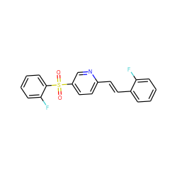 O=S(=O)(c1ccc(/C=C/c2ccccc2F)nc1)c1ccccc1F ZINC000028889297