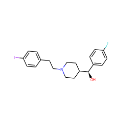 O[C@H](c1ccc(F)cc1)C1CCN(CCc2ccc(I)cc2)CC1 ZINC000013473859