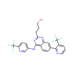 OCCCc1nc(Nc2ccc(C(F)(F)F)nc2)c2ccc(-c3ncccc3C(F)(F)F)cc2n1 ZINC000038516095